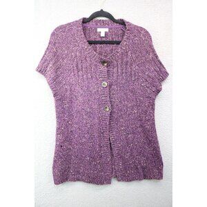 Charter Club Short Sleeve Wool Blend Button Up Sweater-Size XL